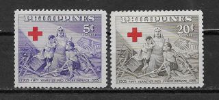 Philippines,  1956,  Red Cross,  Set Of 2 Stamps,  Perf,  Mnh