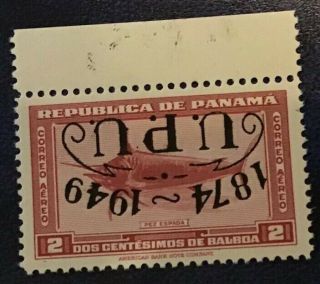 Panama - 1949 75th Anniversary Of Upu,  2c Stamp With Inverted O/p,  Sg 499a