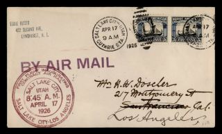 Dr Who 1926 Salt Lake City Ut First Flight Air Mail Pair C123146