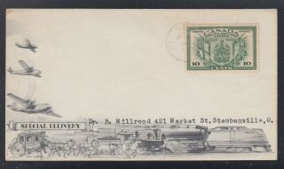 Canada 1942 E10 Special Delivery First Day Cover Fdc Ottawa Trains & Air Cachet