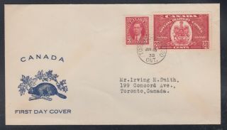 Canada 1938 E8 20c Special Delivery First Day Cover Fdc Toronto Beaver Cachet