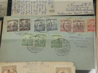 Early Hungary Cover Lot 27 to US Multi Franking Registered Very Scarce 3