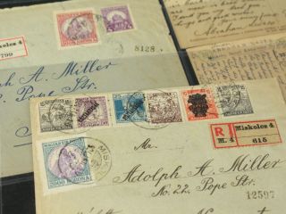 Early Hungary Cover Lot 27 to US Multi Franking Registered Very Scarce 4