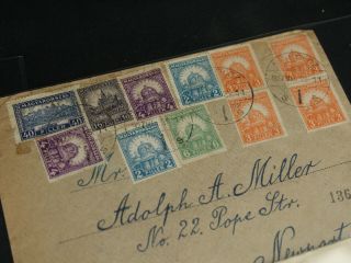 Early Hungary Cover Lot 27 to US Multi Franking Registered Very Scarce 6