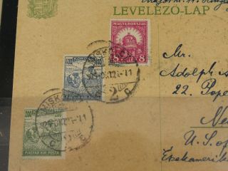 Early Hungary Cover Lot 27 to US Multi Franking Registered Very Scarce 7