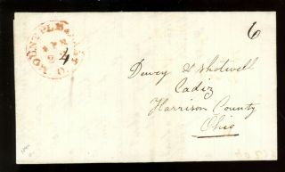 Stampless Cover - Mount Pleasant,  Ohio - To Dewey Shotwell Of Cadiz - 1844 - G.  Dilworth