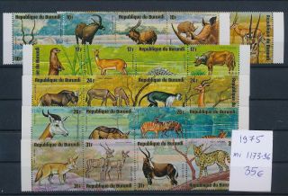 Gx03204 Burundi 1975 Animals Fauna Wildlife Strips Mnh Cv 35 Eur