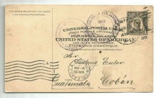 Us Philippines 4c Postal Card To Guatemala,  1909,  Vr Destination