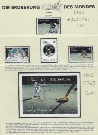 D9403 Mnh 1990 Souvenir Sheet & Comp.  Set Of 4 Space Apollo 11 & Crew Scv$12.  50