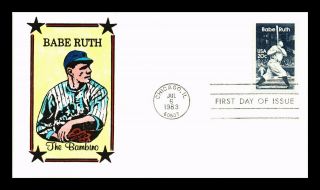 Dr Jim Stamps Us Hand Colored Babe Ruth Baseball Bambino First Day Cover