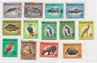 (k169 - 122) 1968 Guyana Part Set Of 13 Definitive Stamps 1c To $2 (dw)