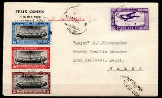 Egypt 1927 Gb Imperial Airways First Flight Airmail Cover To Basra Iraq