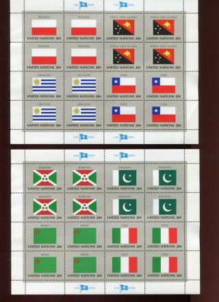 United Nations Flags Mnh Mini Sheet Lot 20 Items 320 Stamps