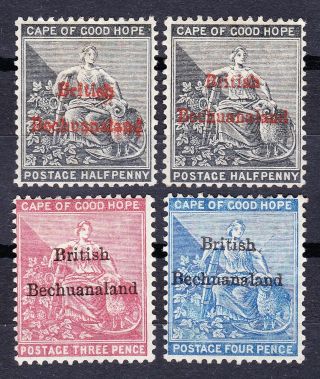 Bechuanaland 1885 - 7 Wmk Cc/ca - Sg1 - 3 (both ½d Stamps W Diff Colour Opt) Mh Cv £210,