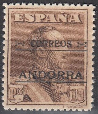 Spanish Andorra 1928 Edifil 12d Dentado 14 10 Pesetas Spain (ref 7669)