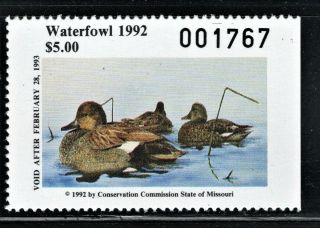 Hick Girl Stamp - Mnh.  U.  S.  1992 State Duck Stamp Sc Mo14 Q1096