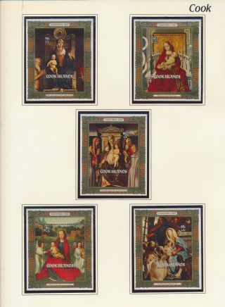 Xb71136 Cook Islands Madonna & Child Art Paintings Sheets Mnh