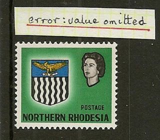 Northern Rhodesia 1963 4d Value Omitted Sg79a Mnh