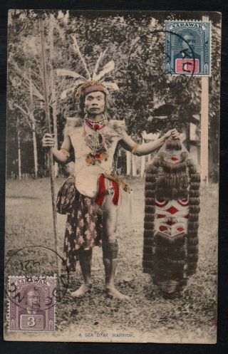 Sarawak - Kuching / 1921 Sea Dayak On Picture Postcard To France (7954)