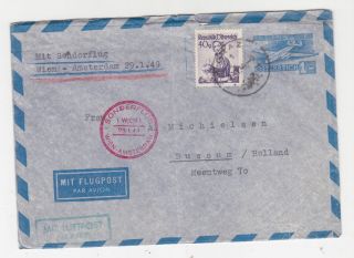 Austria,  1949 Special Flight Cover,  Vienna To Amsterdam,  Netherlands.