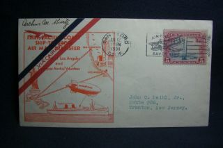1931 Cover " First Ship To Shore Air Mail " San Pedro Calif To Trenton Nj
