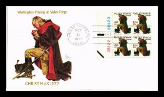 Dr Jim Stamps Us George Washington Valley Forge Christmas Fdc Cover Block