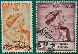 Northern Rhodesia 1948 Royal Silver Wedding (sg48/49) Vfu