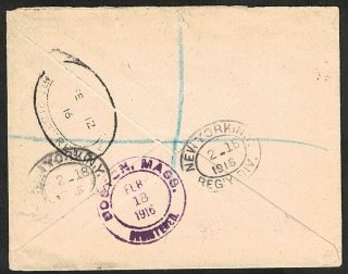 AVIATION,  JAMAICA,  1915 - 16,  RED CROSS AEROPLANE LABELS,  SCARCE COVER TO USA. 3