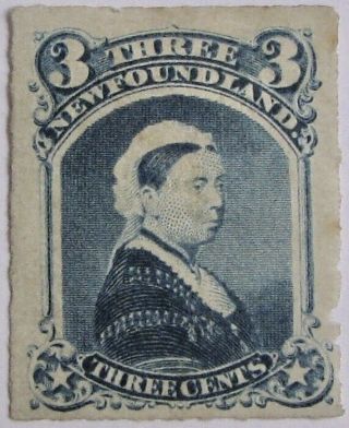 Newfoundland 39: Fine Mh 3 - Cents Rouletted Queen Victoria Issue