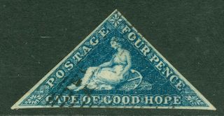 Sg 19 Cape Of Good Hope 1863 - 64.  4d Deep Blue.  Very Fine,  Full Margins.