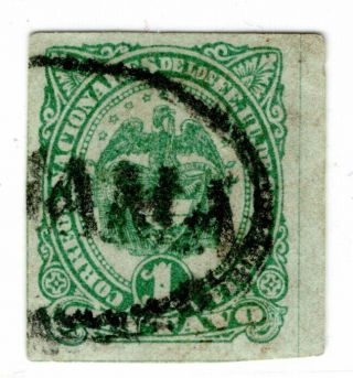Colombia - Late Classic - 1c Imperf Stamp - Panama Cancel - 1883 - Sc 116v - Rrr