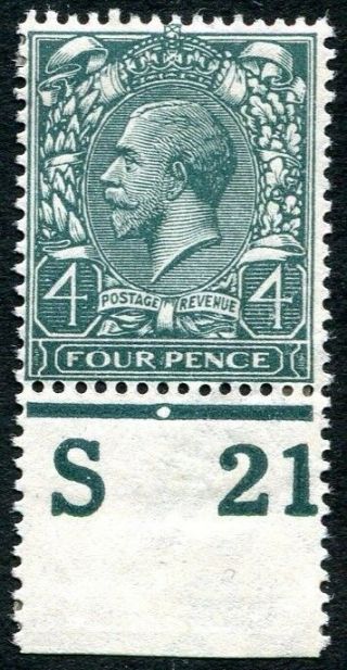 1912 - 24 4d Grey Green S21 (p) Control Single Mounted V79187