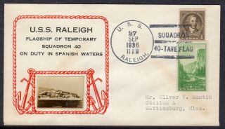 1936 Uss Raleigh (cl - 7) " Squadron/40 - Tare Flag  Pa654