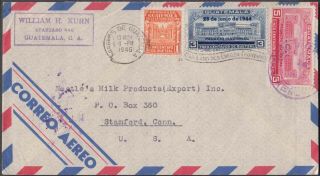 Guatemala 1946 3 Values On Airmail Cover To Nestle Milk Usa.