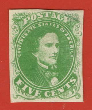 [//43] Confederate States 1861 Scott Csa1 Gum " Signed " Very Fresh