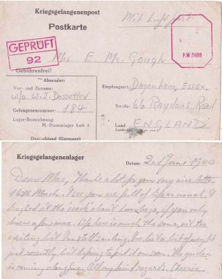 G.  B 1944 Stalag Luft 3 Sgt Shot Dow Over Hannover Sent To Stalag Luft 3 {below