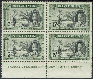 Nigeria 1936 Kgv Oil Palms 5/ - Imprint Block /