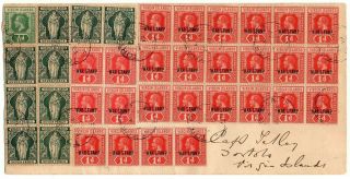1919 Virgin Islands Cover,  36 Stamps,  Big Block War Stamps,  Mixed Issues