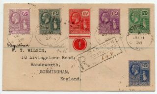 1928 Virgin Islands To Great Britain Reg Cover Via Usa,  Impressive Stamps