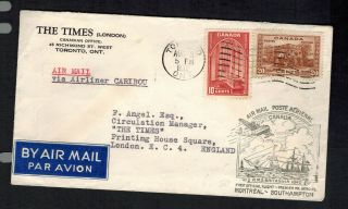 1939 Montreal Canada To Southampton England Ffc Airmail First Flight Cover