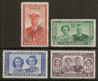 Swaziland 1947 Royal Visit Perf Specimen Sg42s/45s Mnh