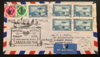 1939 Shediac Canada Airmail First Flight Cover To London England Postage Due