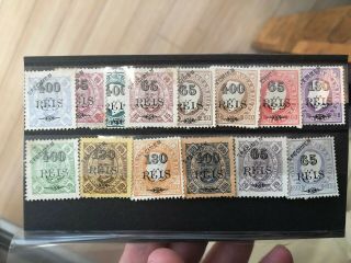 14 Rare Mozambique Portugal Colonial Overprint Specimen Stamps (prev.  Hinged)