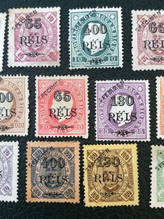 14 RARE MOZAMBIQUE Portugal Colonial Overprint Specimen Stamps (prev.  hinged) 3
