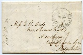 Lovely 1839 Entire Wrapper From Richmond To Trantham,  Staffs De 6 1839.