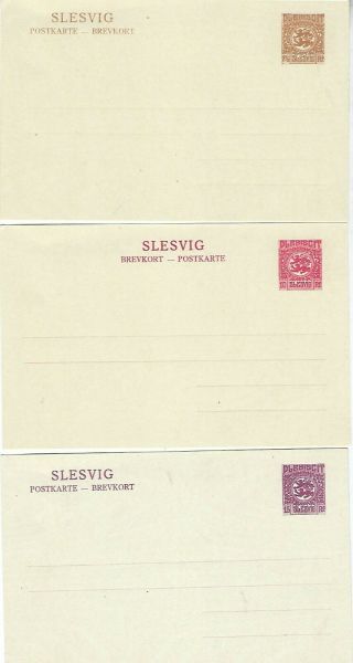 Schleswig 1920 Postal Stationery Complete Group Of 8 Issued Cards