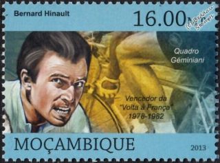 Bernard Hinault Tour De France Winner Bicycle/cycling Stamp (2013 Mozambique)