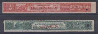 Spanish Antilles 1930 Revenues Matches 1/2 Cent Red & 1/2 Green " Specimen " Rare