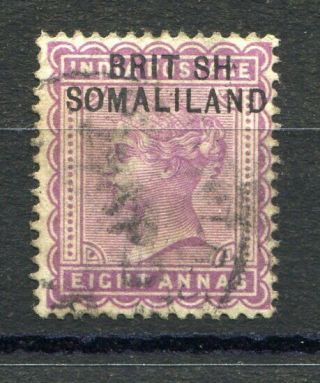 Somaliland P.  1903 Qv 8as Unlisted “brit Sh” Variety “i” Completely Missing