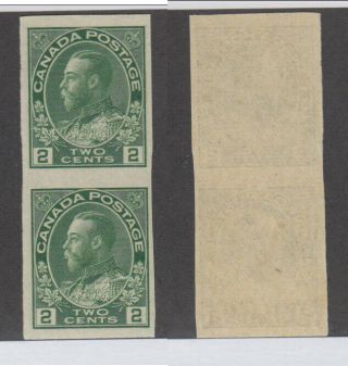 Mnh Canada 2 Cent Kgv Admiral Imperforate Pair 137 (lot 15736)